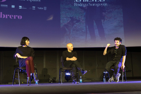 Imágenes de la presentación de la película As Bestas, en la 29 edición de la Muestra de Cine de Tudela.