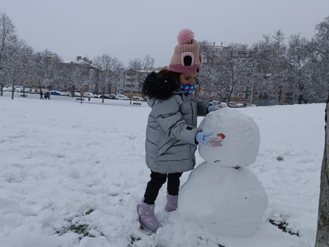 Fotos de la nevada en el parque Los Llanos de Estella. /