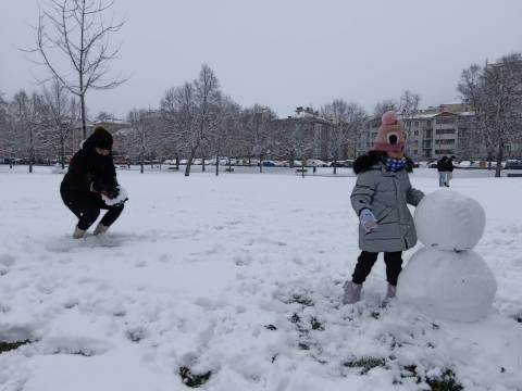 Fotos de la nevada en el parque Los Llanos de Estella. /