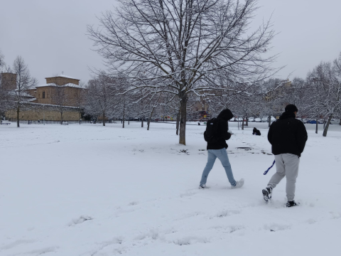 Fotos de la nevada en el parque Los Llanos de Estella. /