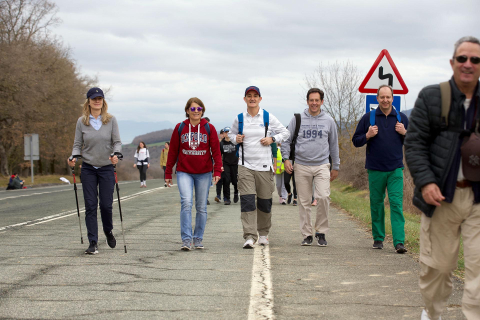 Peregrinos en la segunda Javierada celebrada este sábado, 11 de marzo.