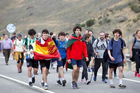 Peregrinos en la segunda Javierada celebrada este sábado, 11 de marzo.