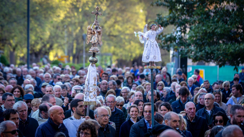 Imágenes de la llegada del Ángel de Aralar a Pamplona