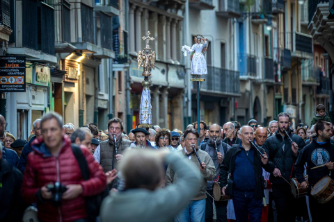 Imágenes de la llegada del Ángel de Aralar a Pamplona