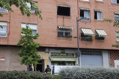 Imagen del incendio en una vivienda de Logroño