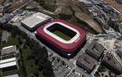 Una vista espectacular aérea donde destaca el estadio de El Sadar, escenario del primer partido de Liga Una vista espectacular aérea donde destaca el estadio de El Sadar, escenario del primer partido de Liga