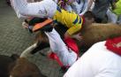 Imagen del corredor valenciano Sergio Rivera, cuando se ha chocado de frente con el toro