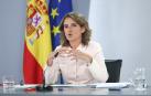 La vicepresidenta tercera y ministra para la Transición Ecológica y el Reto Demográfico, Teresa Ribera, interviene durante una rueda de prensa posterior al Consejo de Ministros