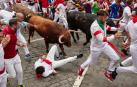 Quinto encierro de San Fermín en el tramo de Telefónica