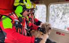 El helicóptero del Gobierno de Cantabria ha rescatado a una perra que llevaba dos días atrapada y sin poder moverse en una repisa entre paredes montañosas en la canal de Cuetu D'ave, en el municipio de Peñarrubia (Liébana)