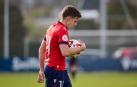 Xabi Huarte, centrocampista de Osasuna Promesas, en un duelo anterior