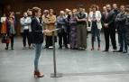 Chivite, en el Parlamento, durante el anuncio del traspaso de tráfico