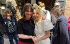 Begoña Alfaro, líder de Podemos en Navarra, y Yolanda Díaz, juntas este domingo en Madrid