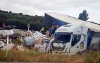 Colisión por alcance de dos camiones en la AP-15 en Tafalla
