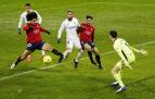 Imágenes de las horas previas y del partido Osasuna-Real Madrid, correspondiente a la jornada 18 y marcado por el paso de la borrasca Filomena.