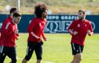 Jon Moncayola, a la derecha, junto a Nacho Vidal y Aridane.