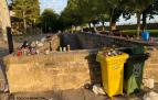 Basura acumulada en la calle Redín, fin de semana de los No Sanfermines.