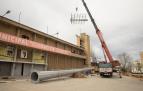 Obras en el Ciudad de Tudela para la instalación de la torre de luz