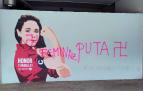 El mural dedicado a Mai Garde, con las pintadas que han aparecido sobre él este miércoles 8 de junio