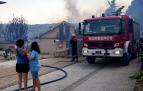 La vivienda del Camino de la Cruz que fue alcanzada por las llamas en la vertiente de Obanos que se asoma hacia la comarcal que enlaza Puente la Reina con Campanas