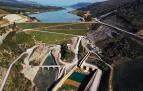 Obras de recrecimiento del embalse de Yesa, a vista de dron