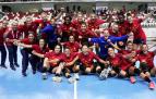 Las jugadoras de España celebran el oro logrado en Omán tras batir a Croacia en la final de los Juegos Mediterráneos 2022