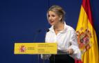 La vicepresidenta segunda y ministra de Trabajo y Economía Social, Yolanda Díaz, durante una rueda de prensa