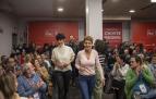 Elma Saiz y María Chivite a su llegada al Comité Regional del PSN