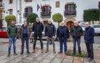 Desde la izquierda, Pablo Lizarraga, alcalde de Uterga; Ricardo Fernández, concejal del Ayuntamiento de Enériz; Raúl Elizalde, alcalde ed Enériz; David Campión, presidente de la Mancomunidad;Joaquín Sanz; alcalde de Añorbe; Iñaki Lafuente y Luis Garrido, alcalde y concejal de Tirapu.