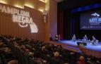 De izquierda a derecha: Jerónimo Andreu, Charles Cumming y Javier Lorente, ayer, en la mesa redonda que tuvo lugar en Pamplona Negra