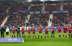 Las jugadoras de Osasuna posan antes del comienzo del partido de Copa de la Reina frente al Barcelona, el pasado 10 de enero en El Sadar.