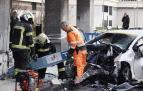 Restos del automóvil accidentado en el barrio de San Juan.