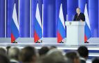El presidente Vladimir Putin durante su discurso ante la Asamblea Federal este martes, 21 de febrero.