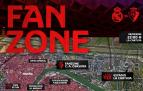 Detalle de la 'fan zone' para los aficionados de Osasuna en Sevilla