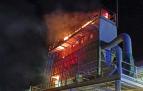 Incendio en un silo de polvo de madera en Falces