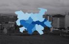 Mapa de color con las rentas por hogar de los barrios de Pamplona
