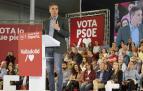 El presidente Sánchez, este domingo, durante un acto electoral en Valladolid