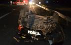 Estado en el que ha quedado el coche que conducía el conductor fallecido en el accidente de Arguedas