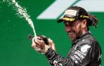 Hamilton celebrando el triunfo