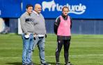 Braulio, Cata y Arrasate, en un entrenamiento celebrado esta temporada en el estadio de El Sadar.