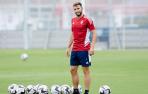 Jon Moncayola, en un entrenamiento de esta semana en Tajonar