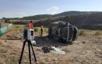 La furgoneta accidentada en Sansol