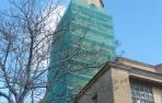 La torre de la iglesia de Dicastillo, protegida para evitar desprendimientos