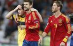 Casillas, Piqué y Ramos, con la selección