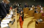 María ​Chivite, durante la votación.
