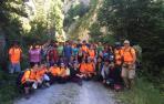 Instantánea de los participantes en la etapa Isaba-Zuriza de la Transpirenaica Social y Solidaria celebrada en verano.