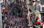 Aspecto de la calle Estafeta, durante el encierro, en una imagen de 2012.