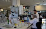 Dos trabajadores en el laboratorio de la nueva área fisico-quimíca  del CNTA.