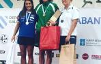 Amaia Osaba, en el podio como ganadora del K1 femenino.