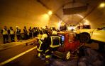 Simulacro de accidente en el túnel de Liédena de la Autovía del Pirineo
